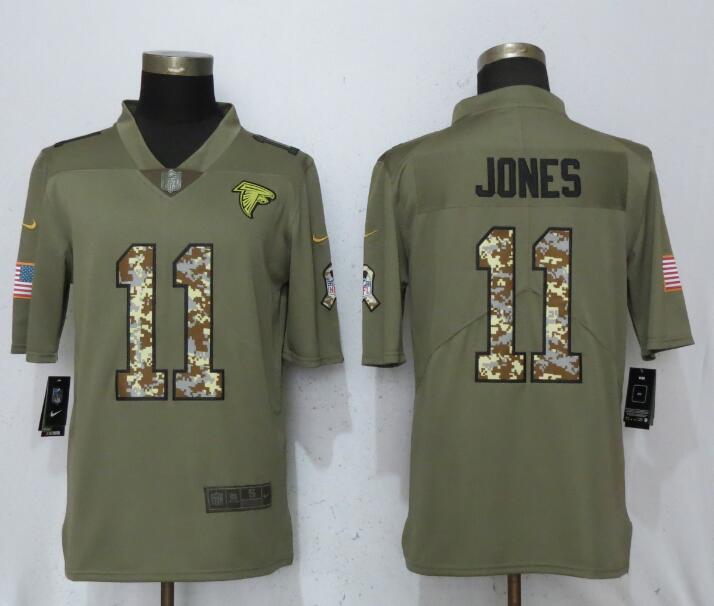 Men Atlanta Falcons #11 Jones Olive Camo Carson 2017 Salute to Service Limited Nike NFL Jerseys->atlanta falcons->NFL Jersey